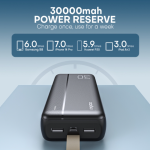 Rapoo WB30m 30000mAh Powerbank 3 USB output Fast Charge Li Polymer High Capacity Power Bank